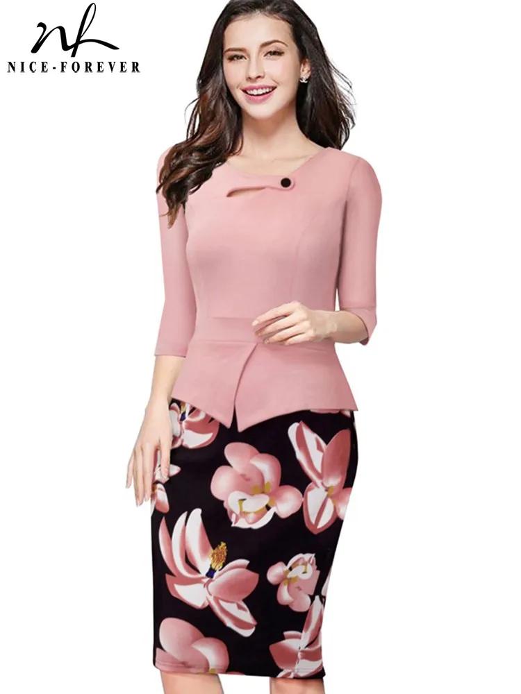 Nice-forever  Ʈ  ġ ũ ư ĳ־ 巹 Ͻ 3/4   Bodycon  ǽ 巹 b288